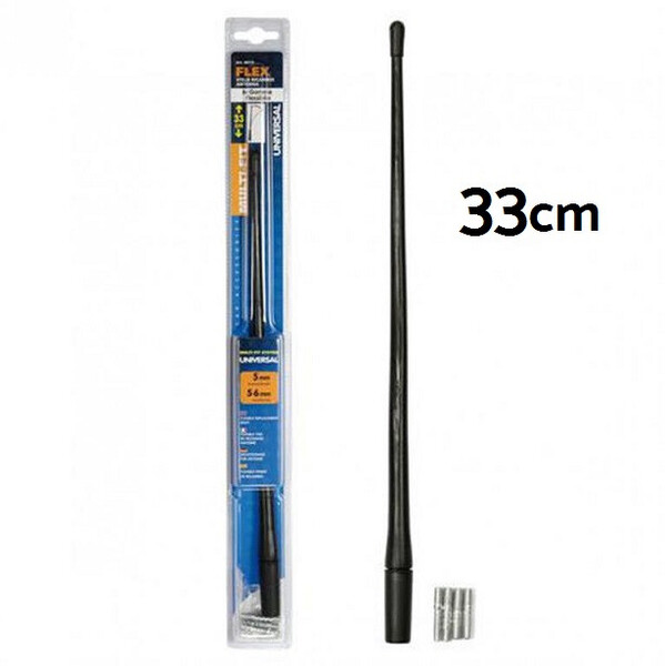 Varilla Antena 33cm. Flexible. Color negro. Universal.